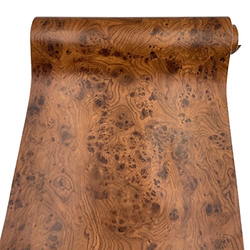 Brown Wood Grain Furniture Paper PVC Self-Adhesive Shelf Liner Locker Door