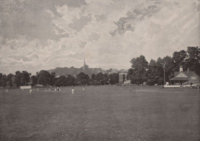 Egge, aus der Schule Cricket-Ground. London. Bildung 1896 alter Druck
