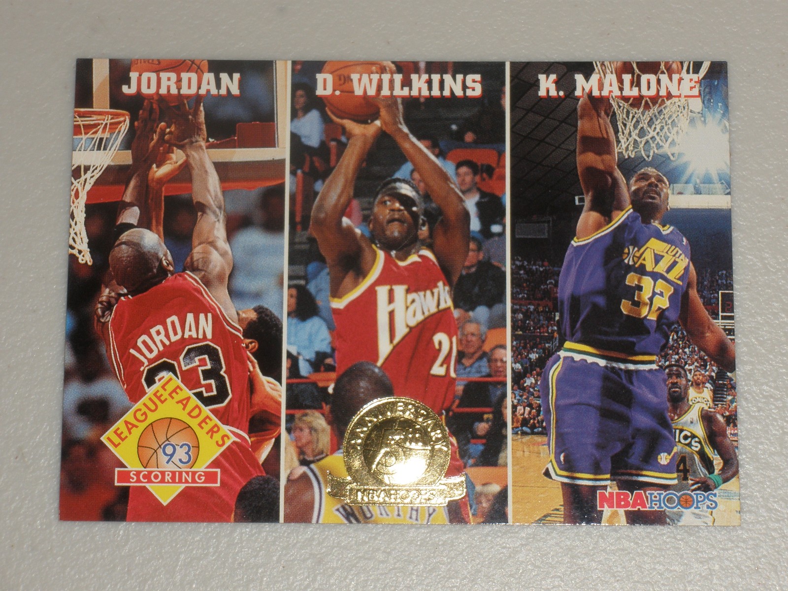 1993-94 NBA Hoops 5th Anniversary Gold #283 Michael Jordan Wilkins Malone