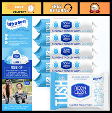 Flushable Toddler Wipes 42ct 6-Pack  Plant-Based, Unscented Wet Wipes  Potty