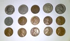Indian Cent, Buffalo, V-Nickel, Jeffersons, Wheat Cents Lot of 15 Coins.