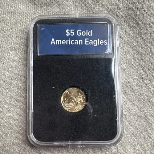 U.S. Mint American Eagle $5 Gold 1/10 oz Fine Gold Coin in Display Case
