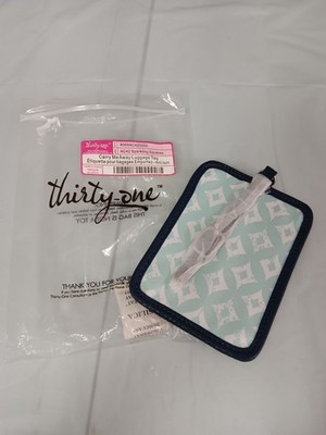 NEW Thirty One Carry Me Away Luggage Tag - Sparkling Squares Blue