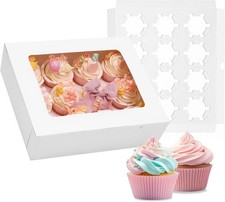 Cupcake Containers with Window Insert, 3PCS 12 Count Cupcake Boxes