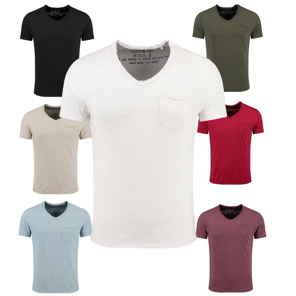 Key Largo Herren Basic T-Shirt Water mit Brusttasche tiefer V-Ausschnitt slimfit - Bild 1 von 1