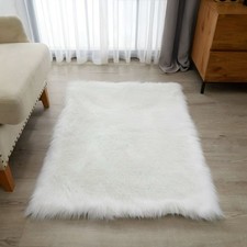 Mainstays Fluffy White Sheepskin Style Faux Fur Non-Slip Area Rug - 30  x 46  