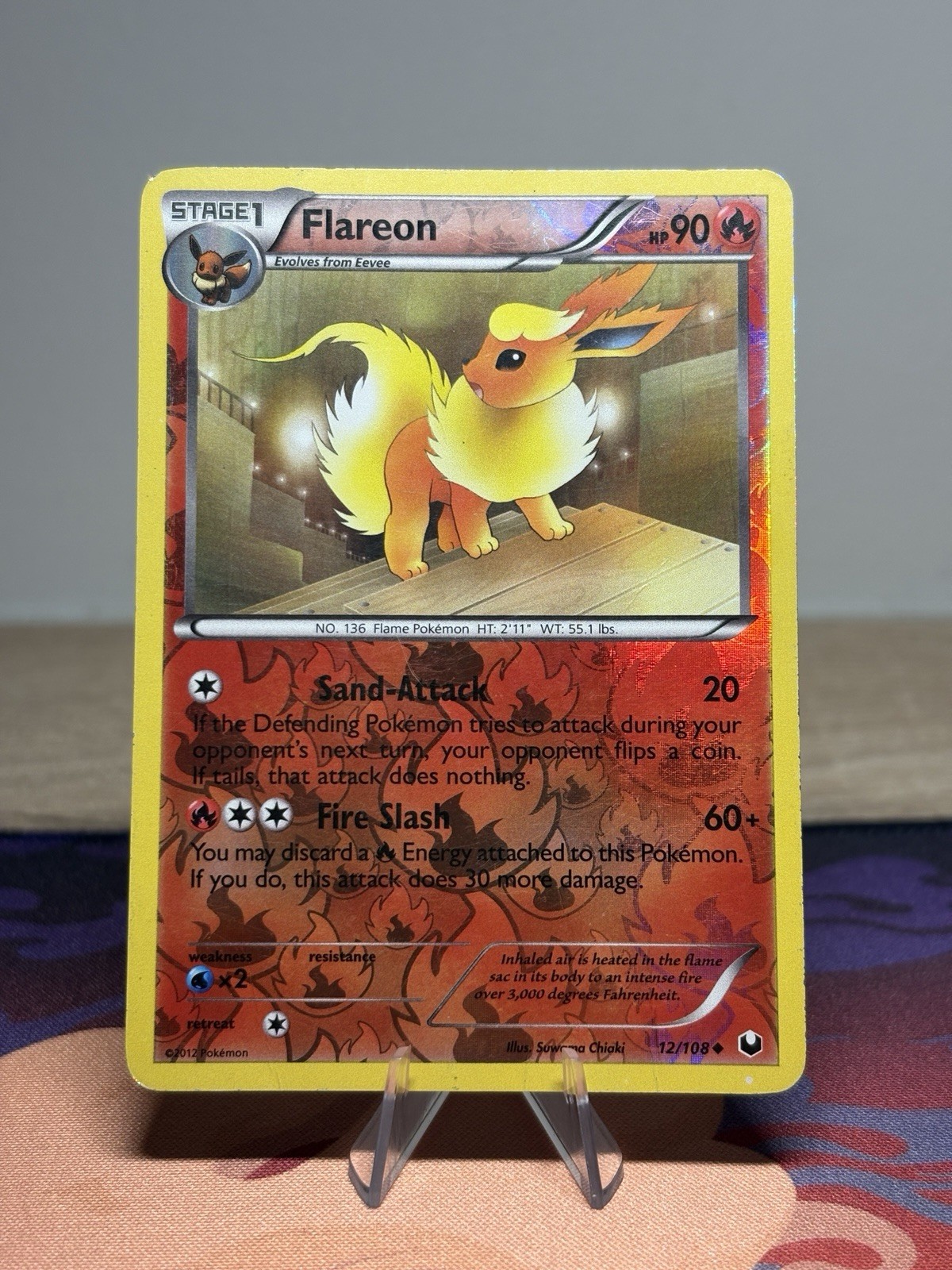 Flareon 12/108 Reverse Holo Uncommon Pokémon Black White Dark Explorers MP HP