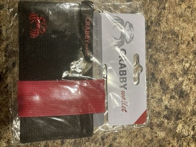 CRABBY Black/Red Slim Fold Wallet with Crab Logo, Credit Card Holder