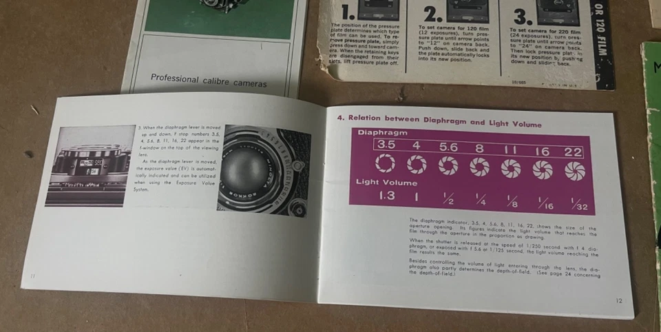 批量 5 件 复古 美能达 AUTOCORD 双镜头相机 所有者 手册 手册 正品证书 — 第 2/4 张图片