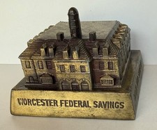 1965 Banthrico Bank: Worcester Federal Savings Metal Coin Bank No Key