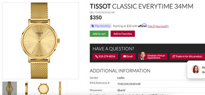 Tissot Everytime Gold Watch