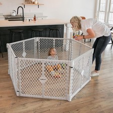 Toddleroo Superyard: 6-Panel, 18.5 SqFt Baby Playard; Lt Gray Portable, Durable