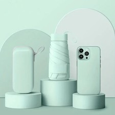 1pc Mini Umbrella with Case Foldable Compact Portable Anti-UV Sunscreen Umbrella