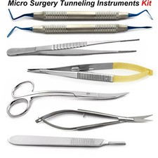 Dental Micro Surgery Tunneling Kit Castroviejo Scissors Vascular Clamp Periotome