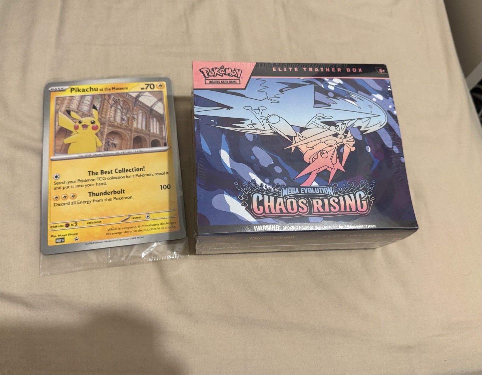 Sealed Chaos Rising ETB + Pikachu At The Museum Jumbo Card