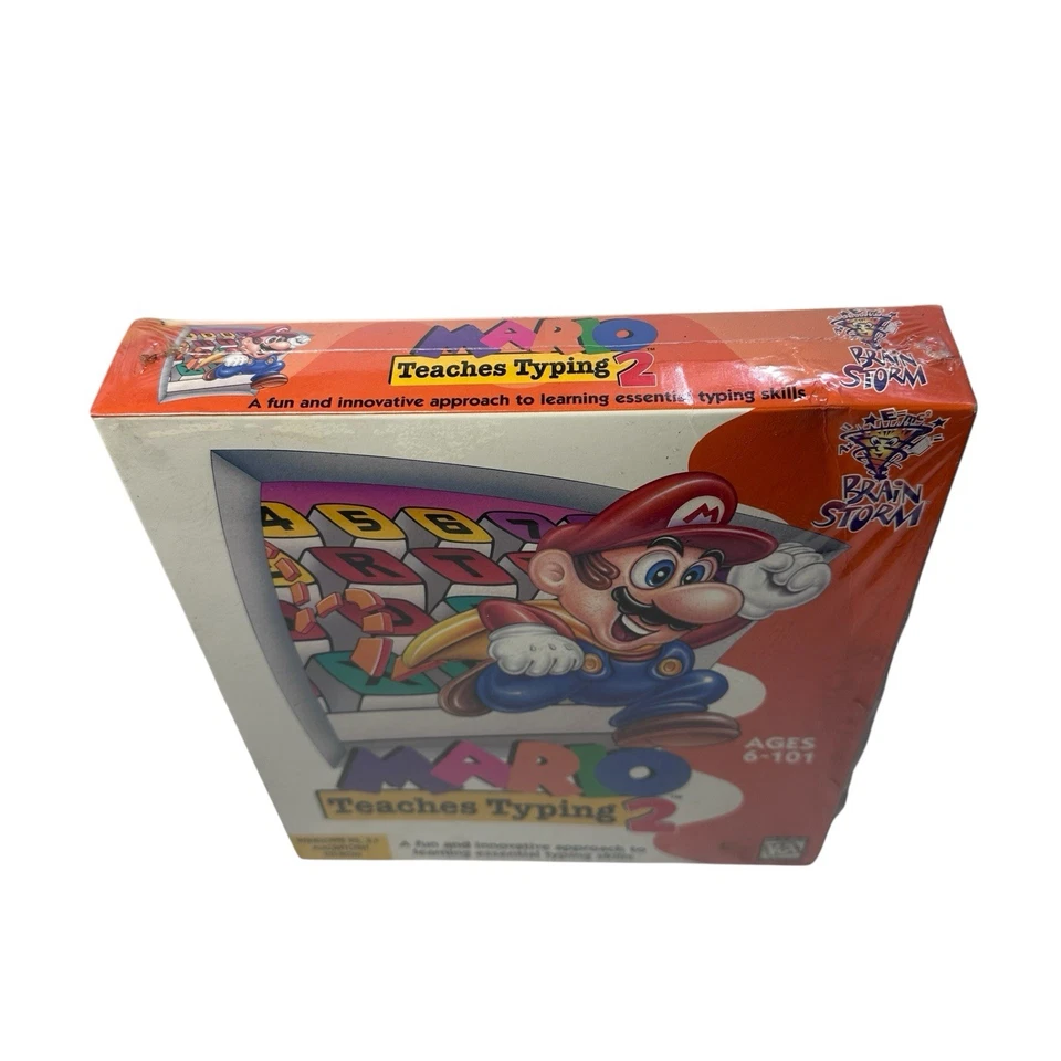 Vtg 90s Nintendo Mario Teaches Typing 2 Big Box PC CD ROM New 1996 Brain Storm - Image 4 of 4