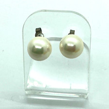 Faux pearl glass bead stud earrings 925 Sterling Silver vintage jewellery