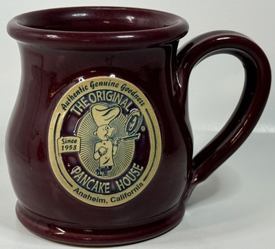 Original Pancake House Mug Deneen Pottery 2019 Anaheim CA Burgundy Coffee Cup US
