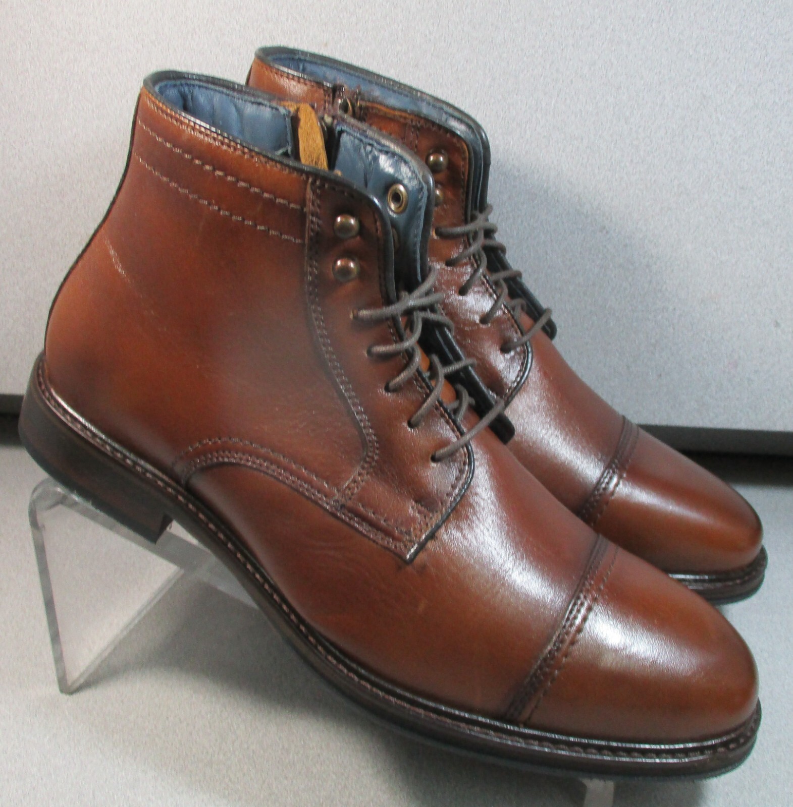 202764 MSBT50 RALEIGH MEN SHOE 10.5  TAN LEATHER ANKLE BOOT BY JOHNSTON & MURPHY