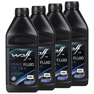 Bremsflüssigkeit WOLF BRAKE FLUID 5039 DOT 3&4 4 X 1 Liter Brems Bremse bremsen