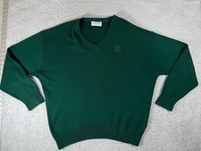Izod Vintage Sweater Mens Large Green V Neck Long Sleeve 100 Acrylic