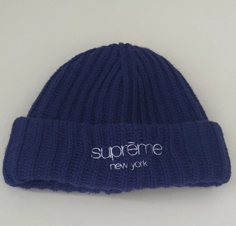 FW22 Supreme Gerippt Beanie Dunkel Königsblau Hut