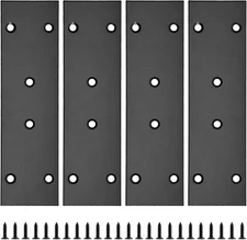 1/4Pc Flat Straight Brace Brackets Stainless Steel, Black Fixing Mending Joining