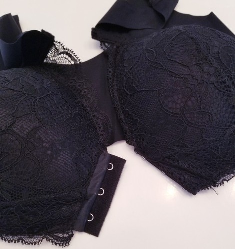 Juniors Bra XL Black Wireless Pushup Front Closure Smoothing Back Lace Front - Picture 6 of 11