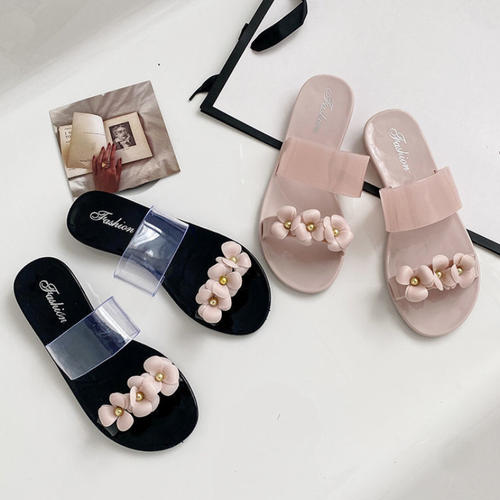 Flache lässige Damen-Strandsandalen Gummi Blumen Sommerschuhe Flip-Flops - Bild 5 von 18