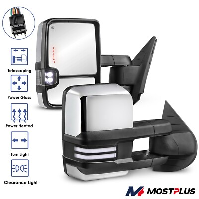 #ad Power Heated Tow Mirrors w White Running Light For 07 14 Silverado Tahoe Yukon $156.88