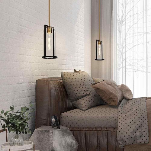 LNC Modern 1-Light Black and Brass Island Pendant Light with Bottle Clear Glass - Picture 9 of 14