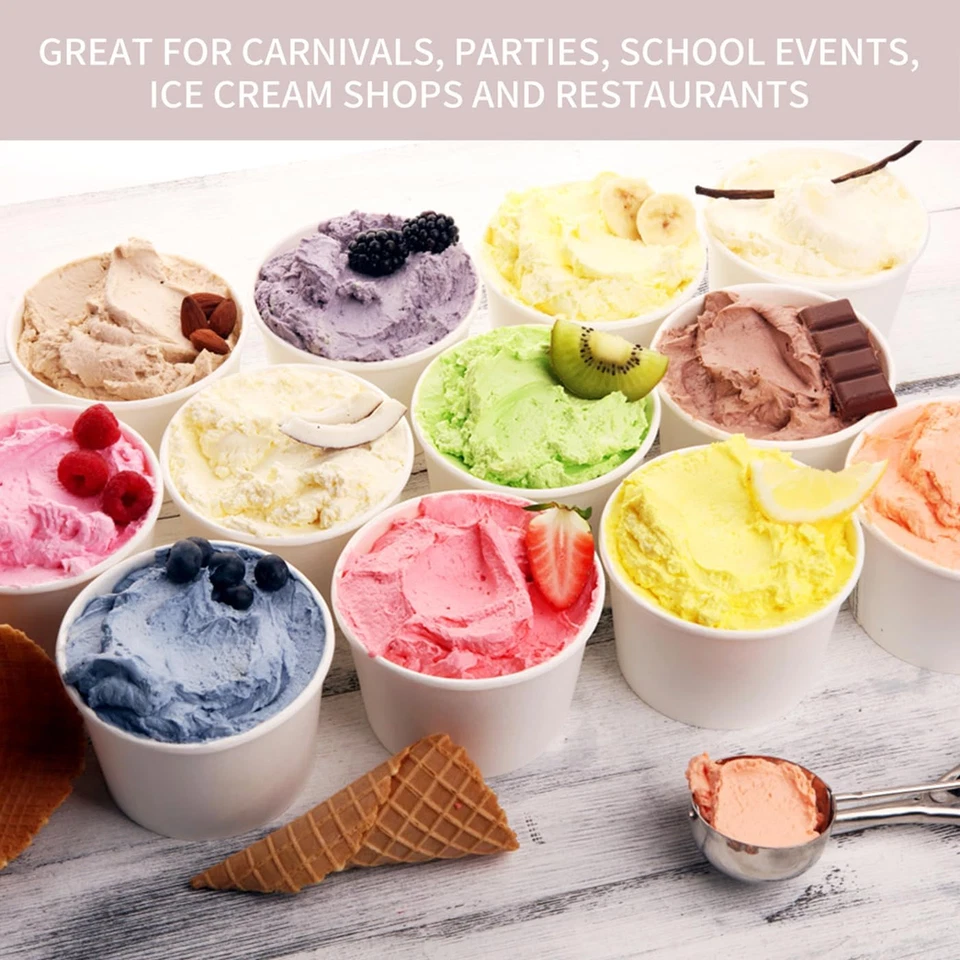 Ocmoiy Ice Cream Paper Cups 4 Oz Disposable White Paper Dessert Cups with Lids a - Image 4 of 4