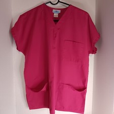 SB Scrubs Pink Women  s Fashion Scrub Top, Tie Back, Pockets, Size S