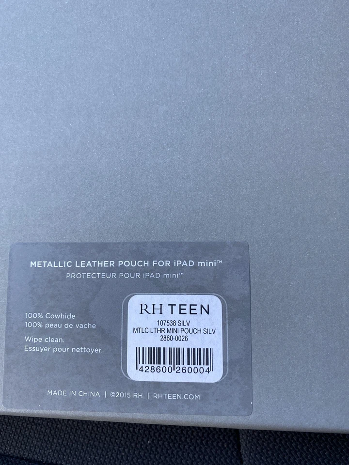 Restoration Hardware Metallic Leather Mini iPad Case Silver Rh Teen - Image 4 of 4