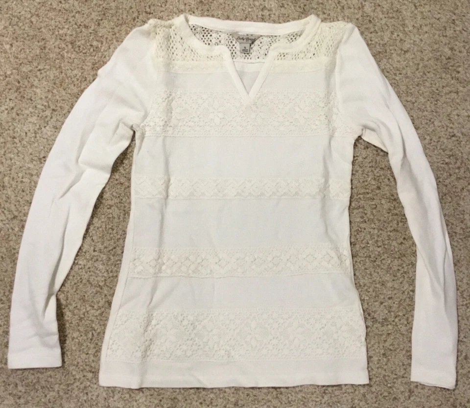 LUCKY BRAND CREAM LACE THERMAL TOP SIZE SMALL