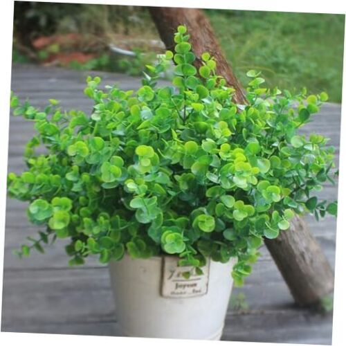 Outdoor Plants Artificial Eucalyptus 8 Bundles Plastic Green Leaves Fake