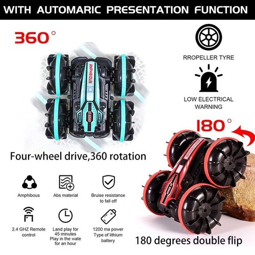 RC Stunt Car Amphibious Double-Sided Flip Remote Control Outdoor Toy - Picture 5 of 16