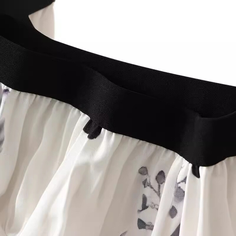 New high-waisted A-line butterfly print pleated midi skirt for women-image