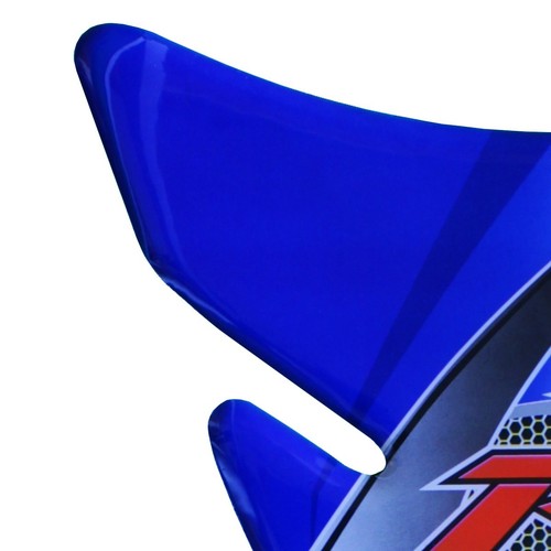Blue Gel Fuel/Gas Tank Pad+x2 Chrome 3D Suzuki GSXR Logo Fairing Emblem Sticker - Picture 5 of 7