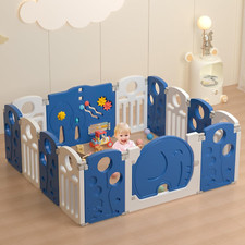 Adjustable Baby Playpen with Game Panel - Indoor/Outdoor Safety Fence 14 Panels