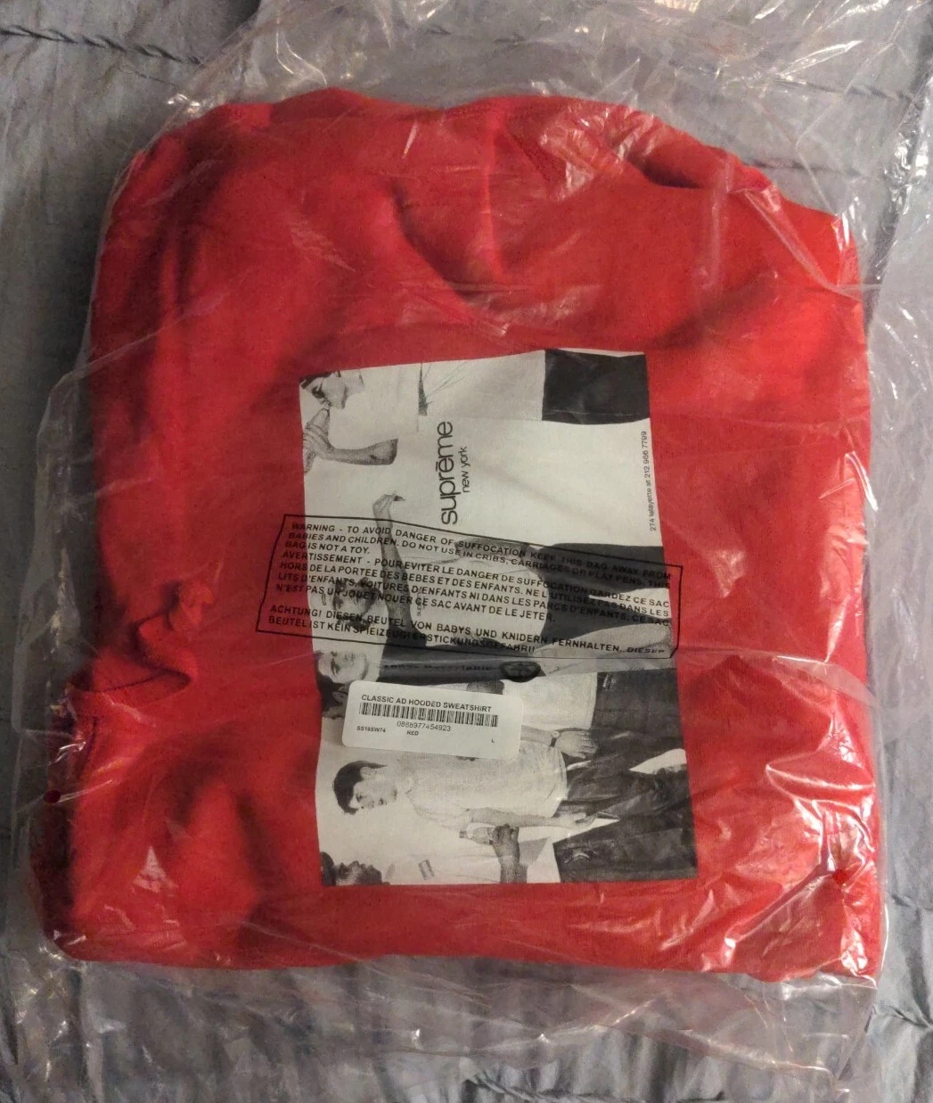 SWEATSHIRT À CAPUCHE HOMME SUPREME NY CLASSIC AD ROUGE GRAND NEUF ! S/S 2019 