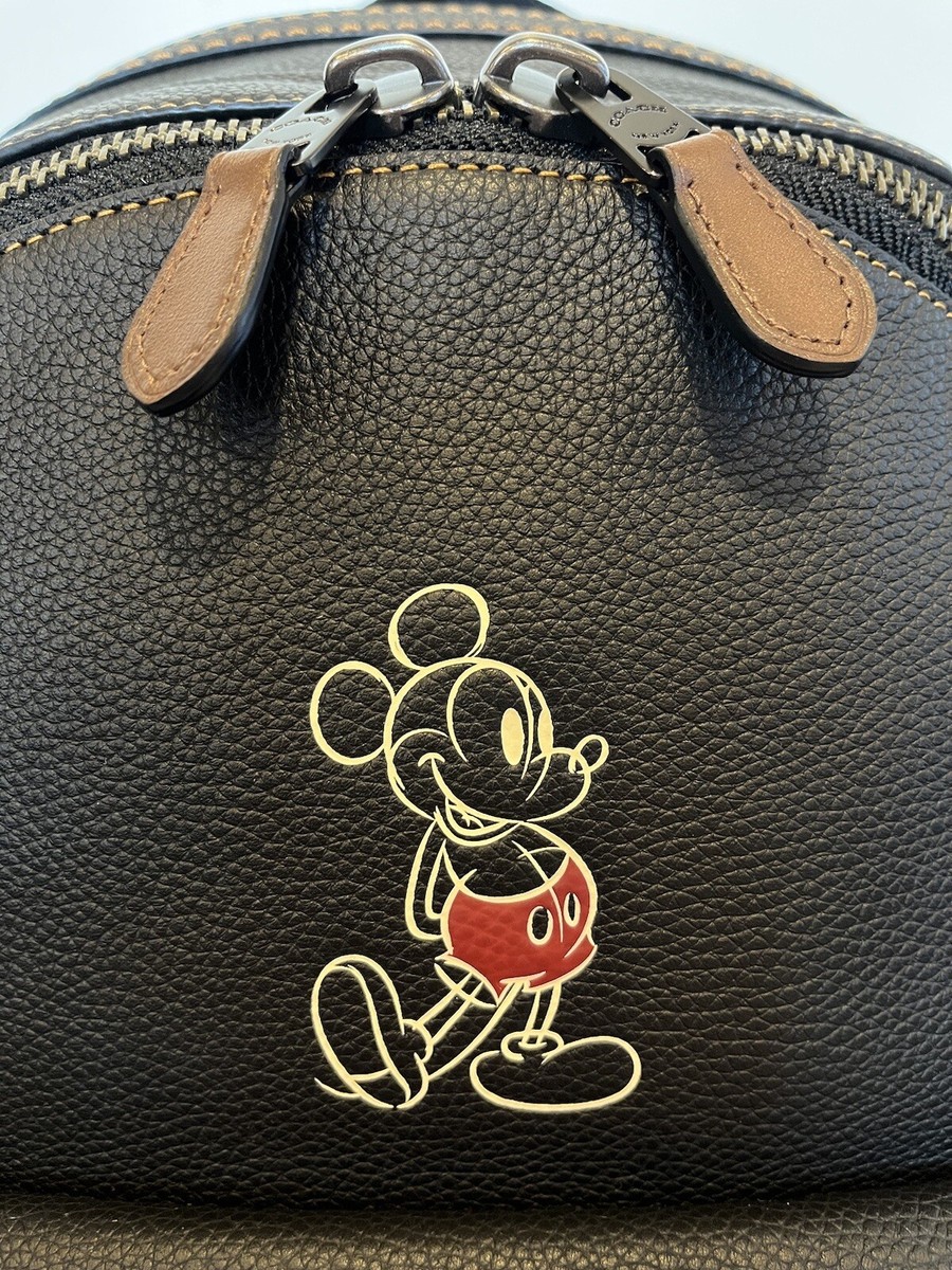 COACH ミッキーマウス ブラックバックパック Disney X Coach academy black backpack Mickey Mouse leather