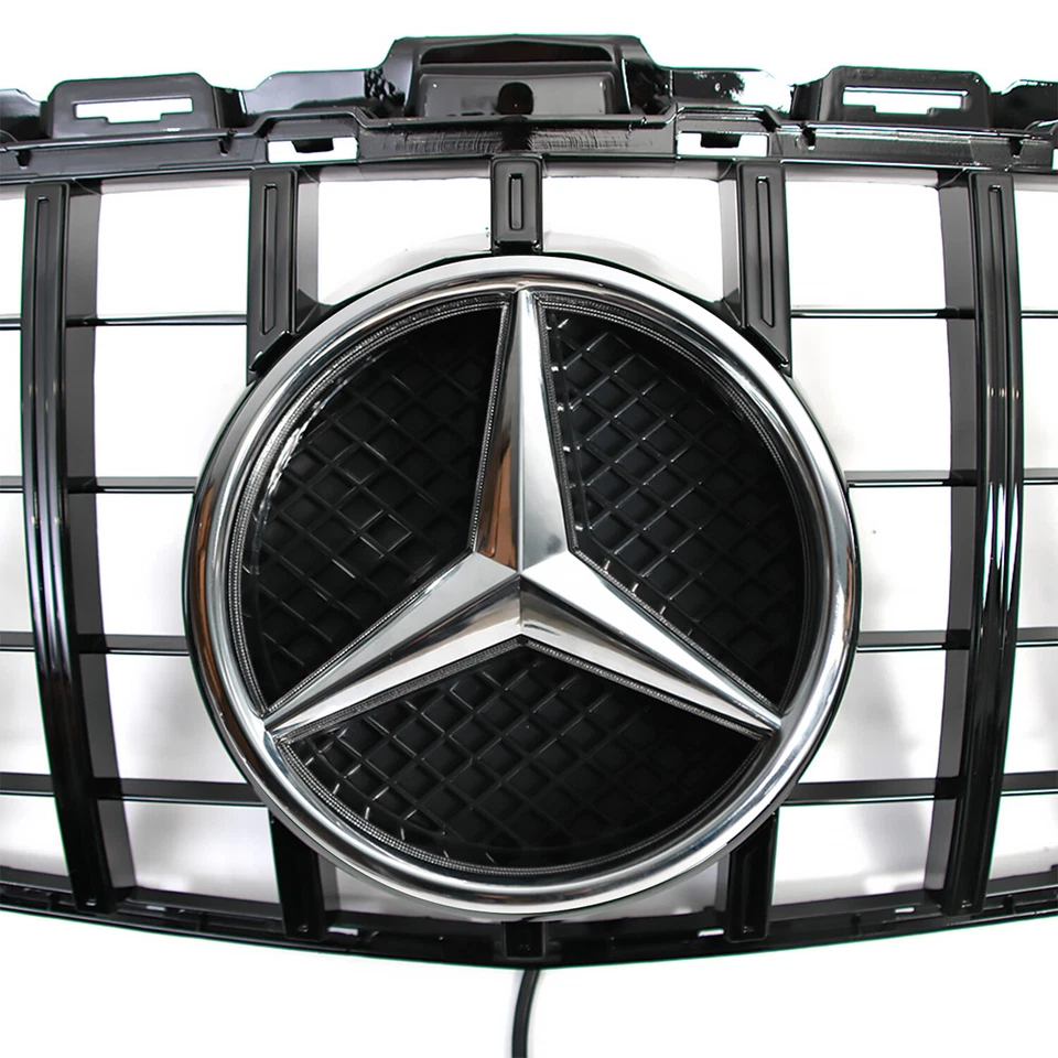 Front Grille For Mercedes Benz W205 C250 C200 C300 Grill w/LED Emblem 2015-2018 Foto 4 de 4