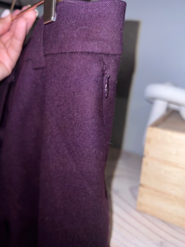 Pantalones de vestir AKRIS Punto de lana hasta el tobillo cintura alta púrpura con puños para mujer talla 4 - Imagen 6 de 7