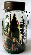 Fishing Scene Diorama  7" Jar with Handle