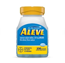 NEW Aleve Pain Reliever Caplets NSAID, 220 mg Naproxen Sodium, 320 ct. EXP 2027