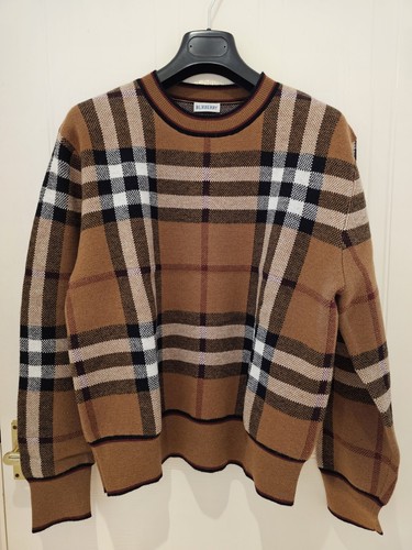 New Burberry Check Wool Cashmere Jumper Sweater Cardigan size S UK 6 8 10 - Picture 2 of 17