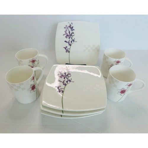4 Mikasa Botanical Fancy Salad Plate 3722279 + 4 Cups - Picture 2 of 7