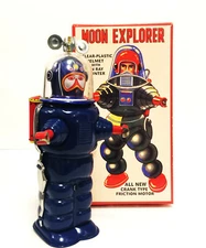 BRAND NEW RARE HTF TIN TOM TOY BLUE MOON EXPLORER TIN ROBOT MINT