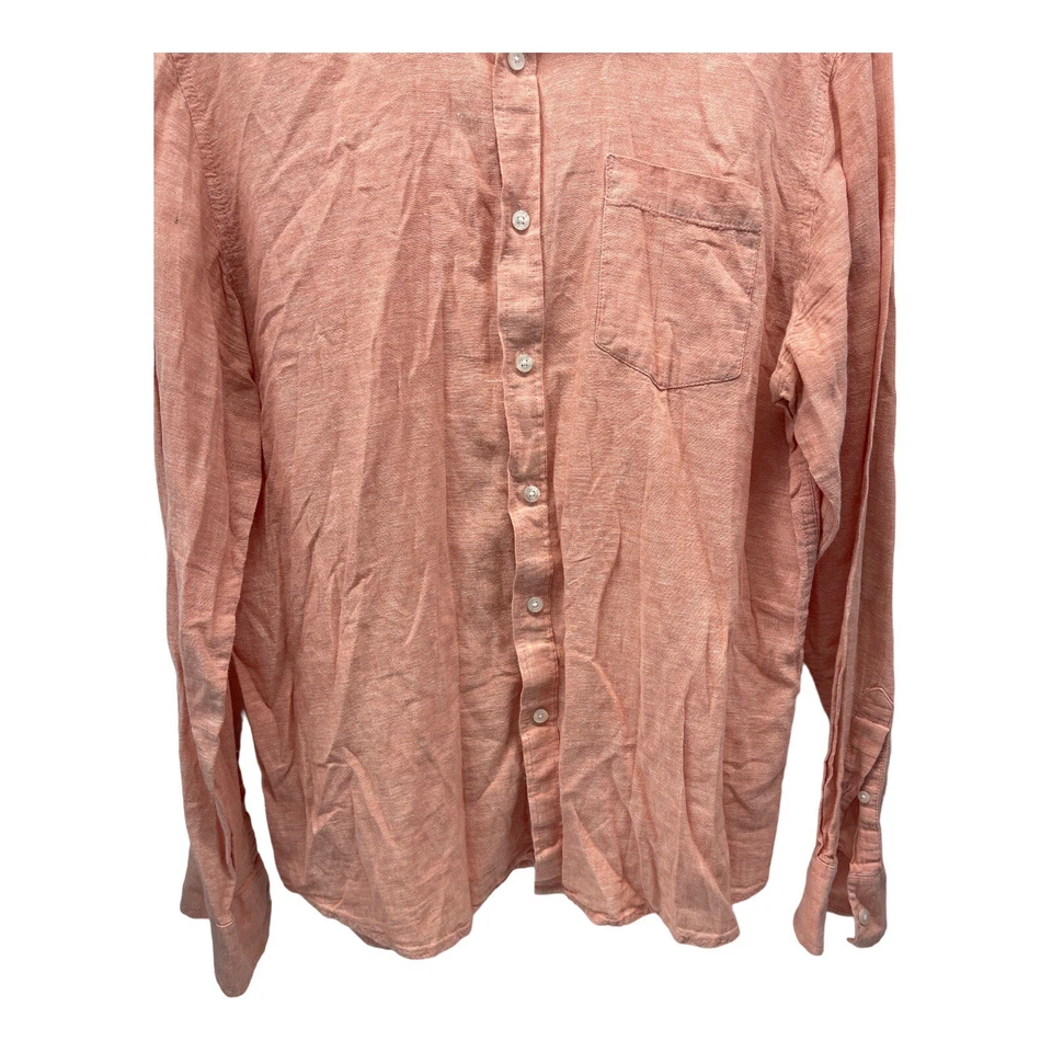 Camisa para mujer American Rag grande color melocotón mezcla de lino abotonada Foto 4 de 4